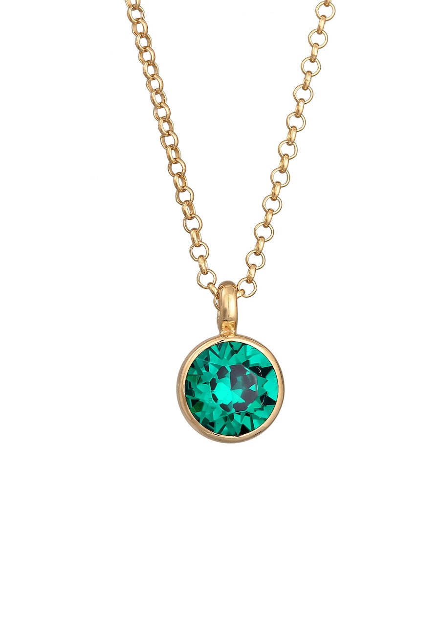 Elli Damski wisiorek soliter Basic Elegant z kryształem szklanym w pozłacanym srebrze próby 925 Sterling Silver Naszyjniki 1 ct