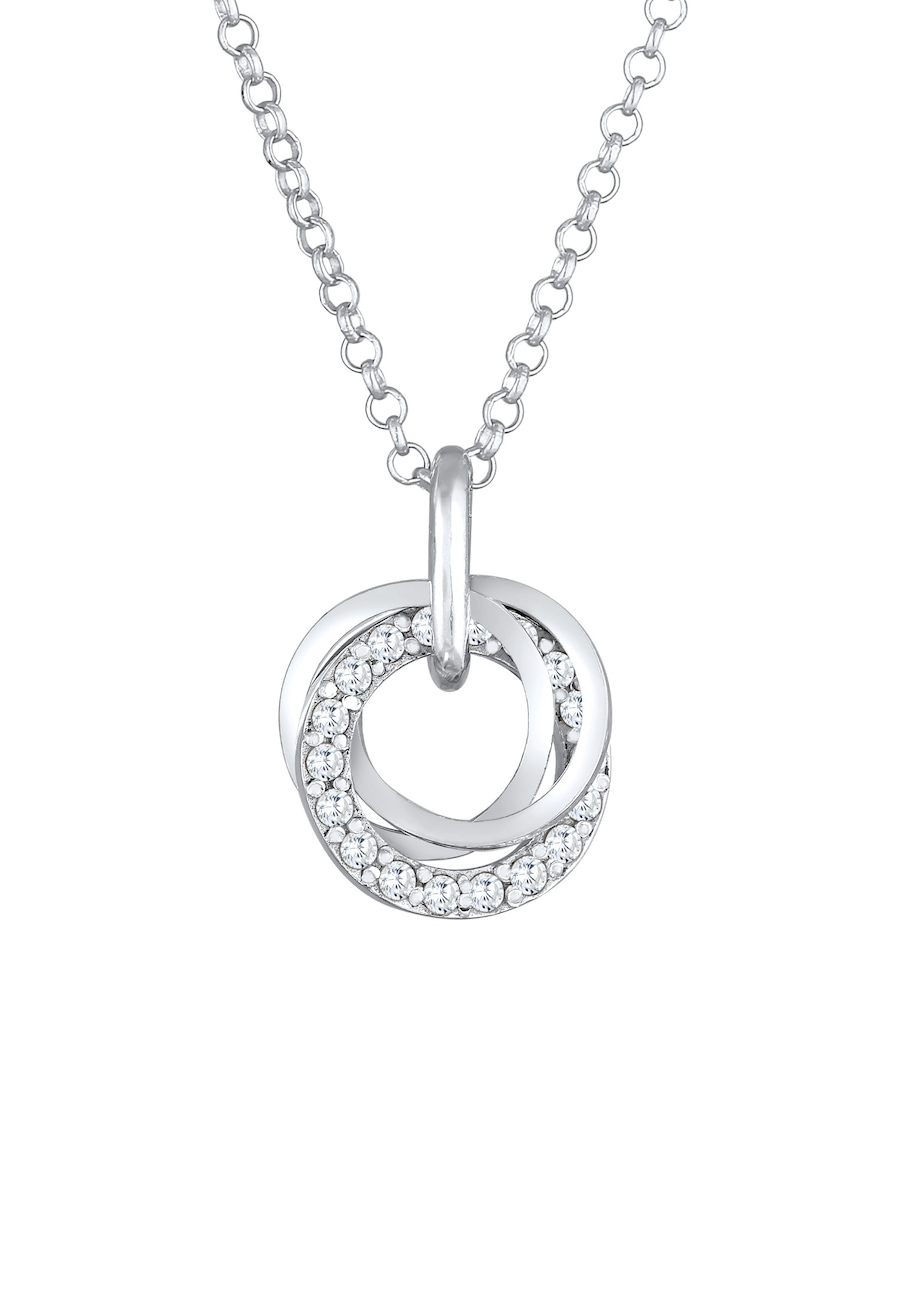 Elli Damski pierścionek z wisiorkiem w kształcie koła wysadzany kryształami cyrkonii wykonany ze srebra próby 925 Sterling Silver Naszyjniki 1 ct