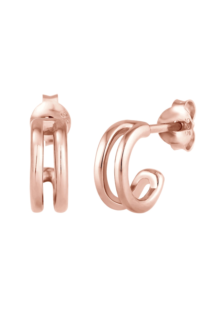 Elli Damskie kreole Mini Basic Minimal Trend w pozłacanym różowo srebrze 925 Sterling Silver Kolczyki 1 ct