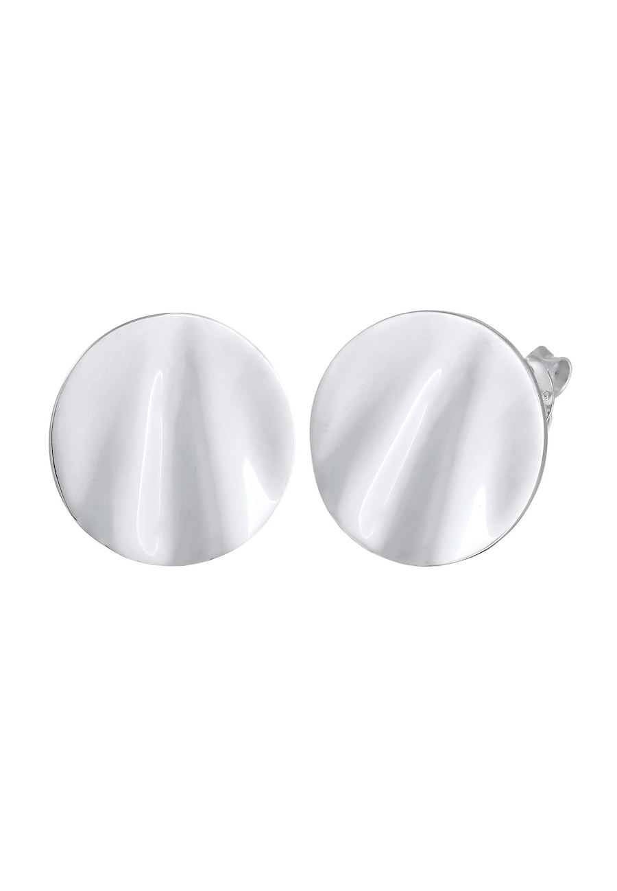 Elli Damskie kolczyki sztyfty okrągłea Fala ze srebra próby 925 Sterling Silver Kolczyki 1 ct