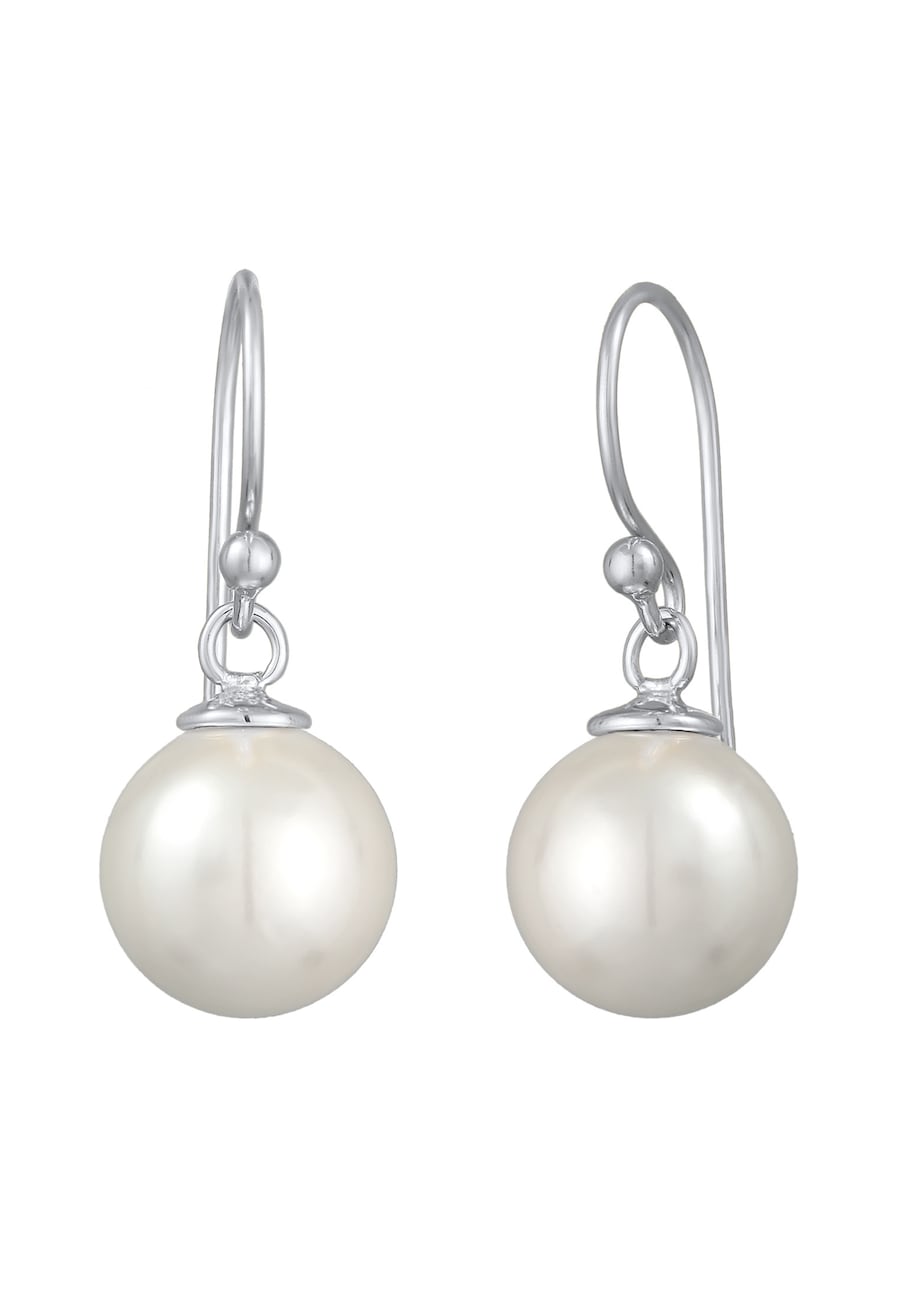Elli Damska zawieszka do uszu Classic z perłą w kształcie muszli ze srebra próby 925 Sterling Silver Kolczyki 1 ct Damski