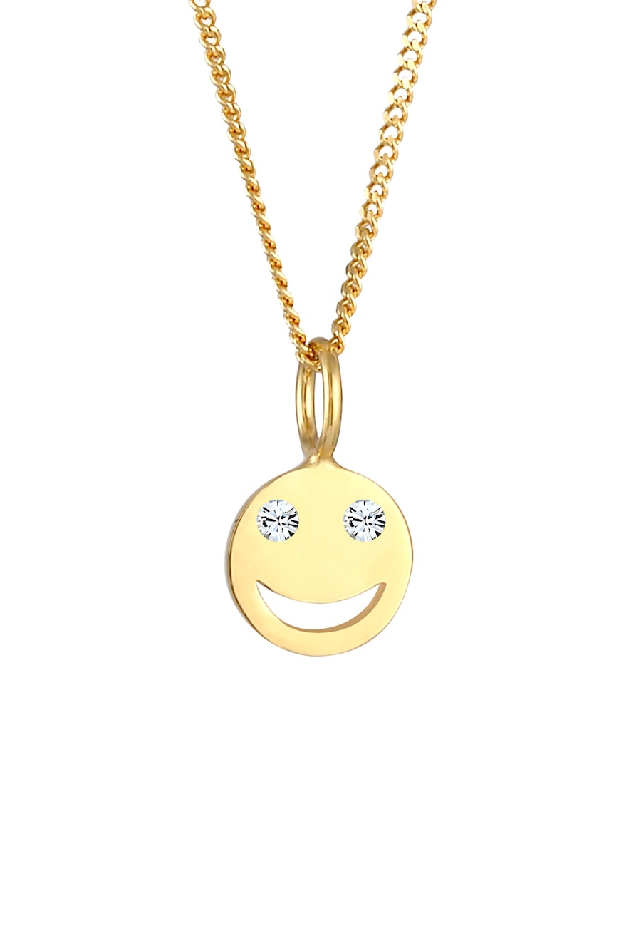 Elli Damski wisiorek z smiling face z kryształami w srebrze próby 925 sterling silver Naszyjniki 1 ct
