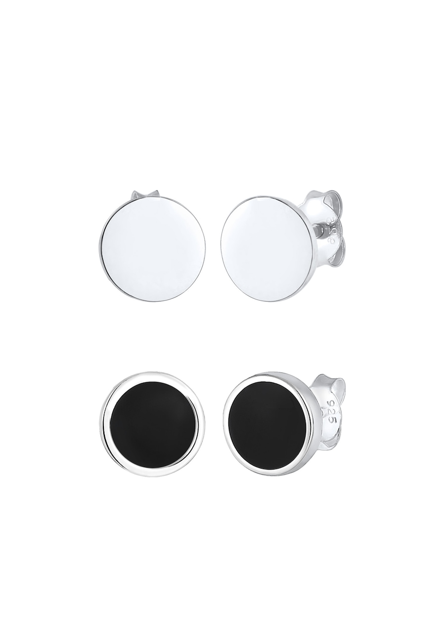 KUZZOI Męskie kolczyki sztyfty Koło Geo z emalią z srebro próby 925 Sterling Silver Kolczyki 1 ct