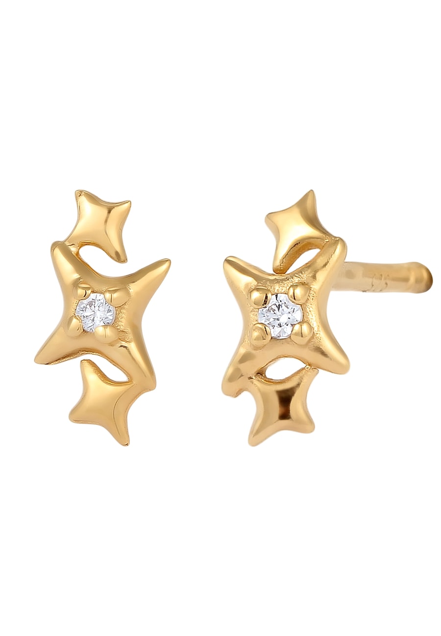 Elli Kolczyki Sztyfty Damskie Cyrkonia Szlif Gwiaździsty Biały Diament 925 Sterling Silver 1 ct
