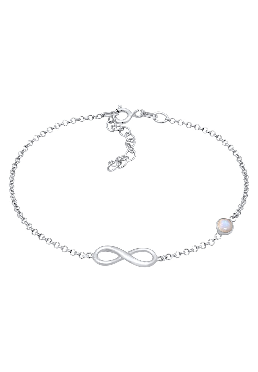 Elli Damski soliter Infinity Symbol z kamieniem księżycowym w srebrze 925 Sterling Silver Bransoletki 1 ct