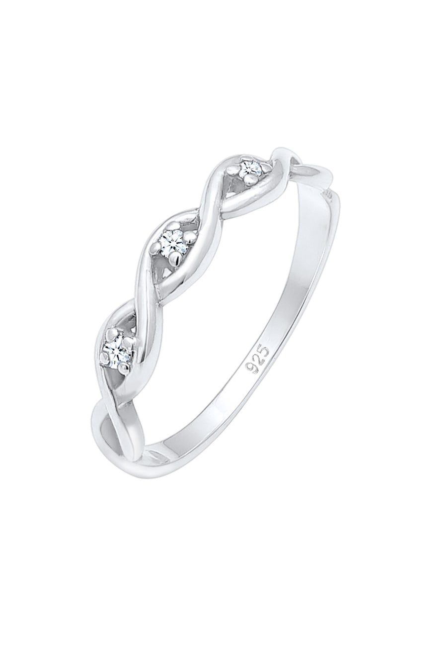 Elli DIAMONDS Pierścionek zaręczynowy Srebro 925 Sterling Damski dla kobiet z brylantem (0.009 ct) Pierścionki 1 ct