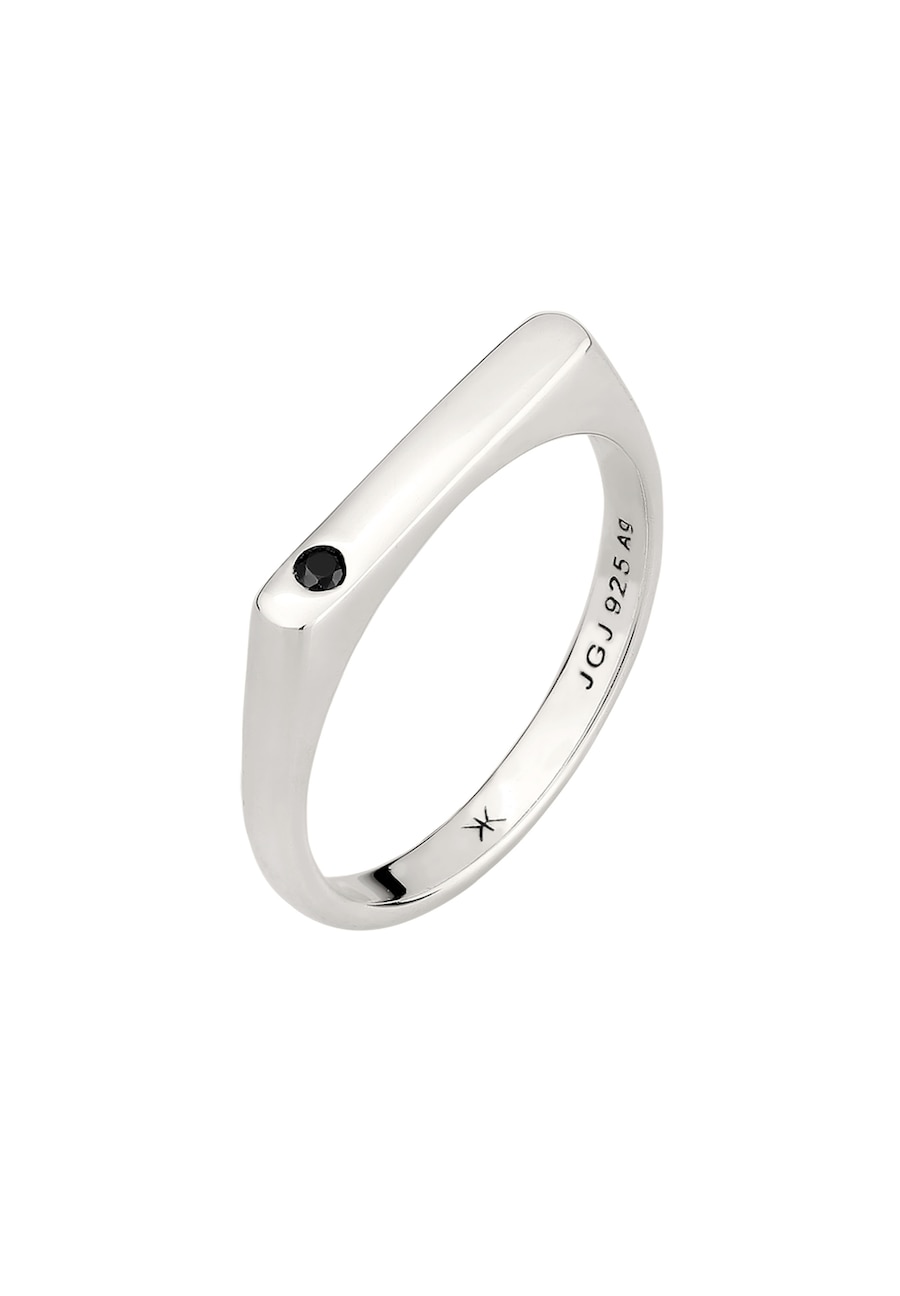 KUZZOI Pierścionek Sygnet Męski czarnym cyrkonem 925 Sterling Silver Pierścionki 1 ct Męskie