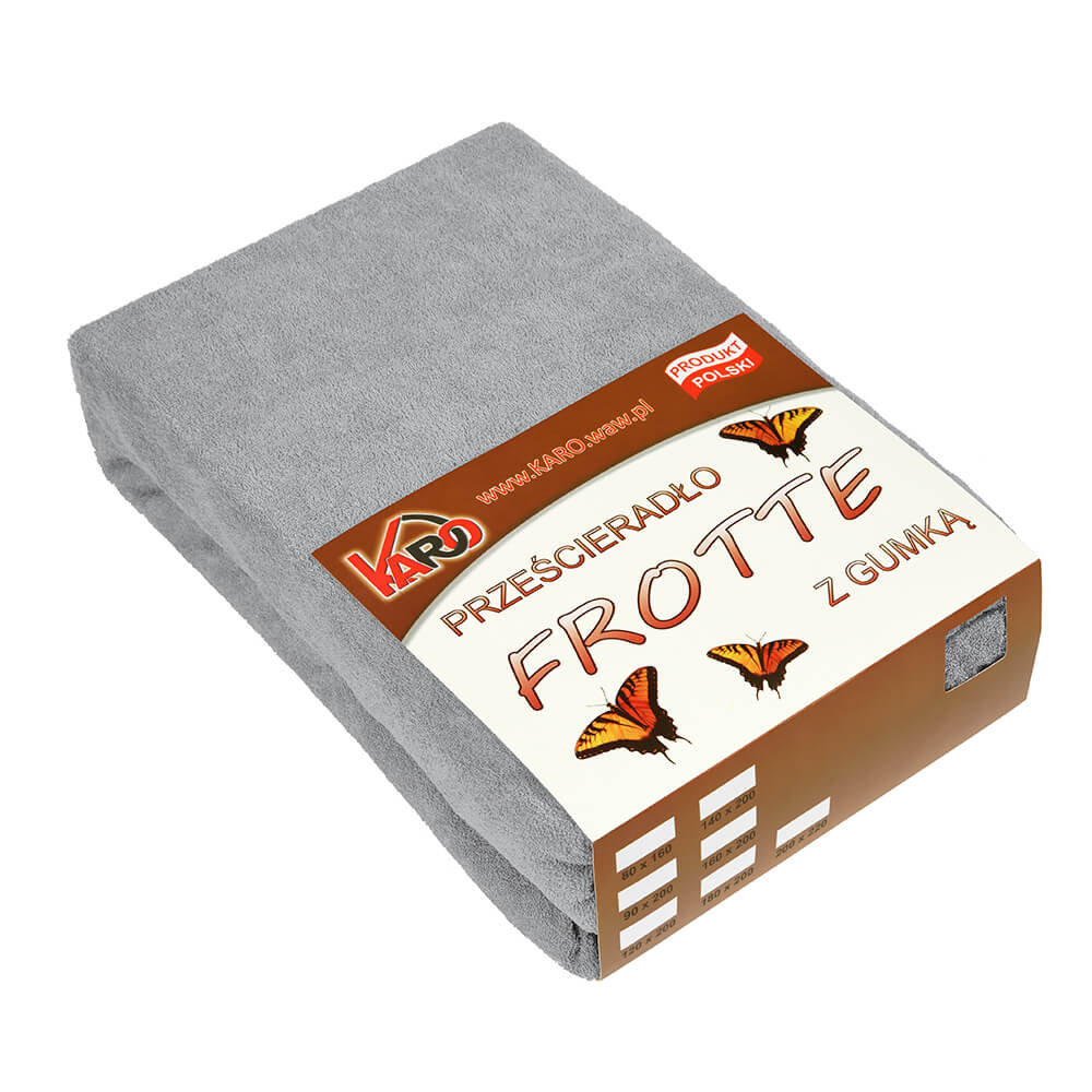 Prześcieradło frotte z gumką 80x200 szare 060 grube 200g/m2 KARO