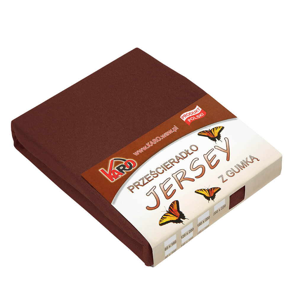 Prześcieradło jersey z gumką KARO 80x200 cm, czekoladowe 042 grube 150g/m2