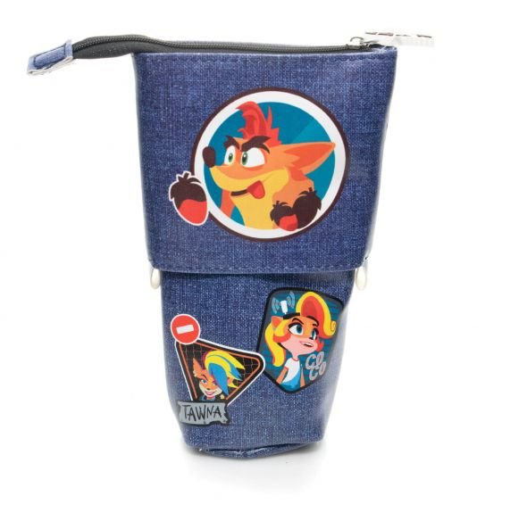 Piórnik szkolny rozkładany Crash Bandicoot Denim tuba dla chłopca