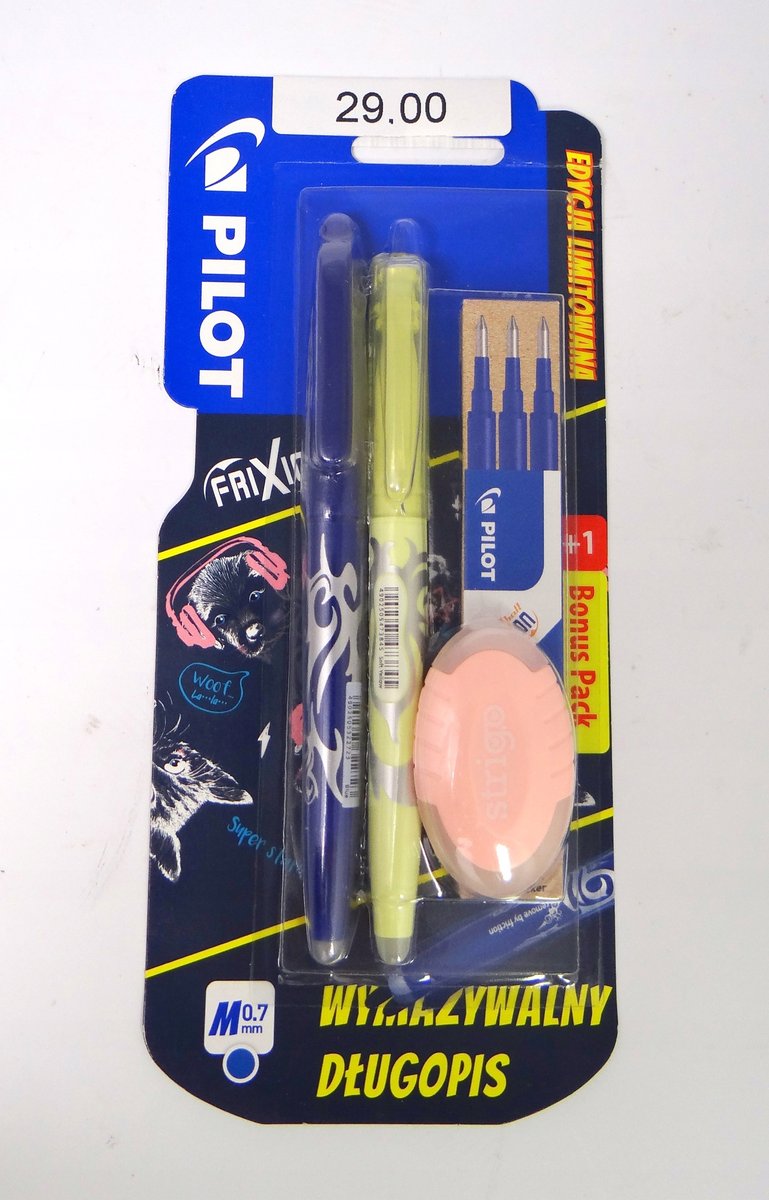 Pilot  Zestaw 1Xdługopis 1Xzakreślacz 3Xwkład Gumka