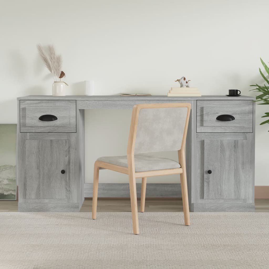 Biurko do gabinetu tradycyjne szare 154,5 cm vidaXL z szafką