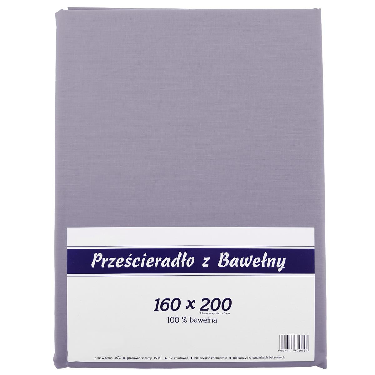 Prześcieradło Bawełniane Bez Gumki 160X200 Cm Noris Grafitowe