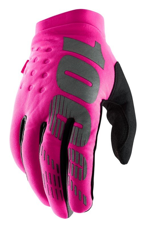 Rękawiczki 100% BRISKER Women's Glove neon pink black roz. L (długość dłoni 181-187 mm)