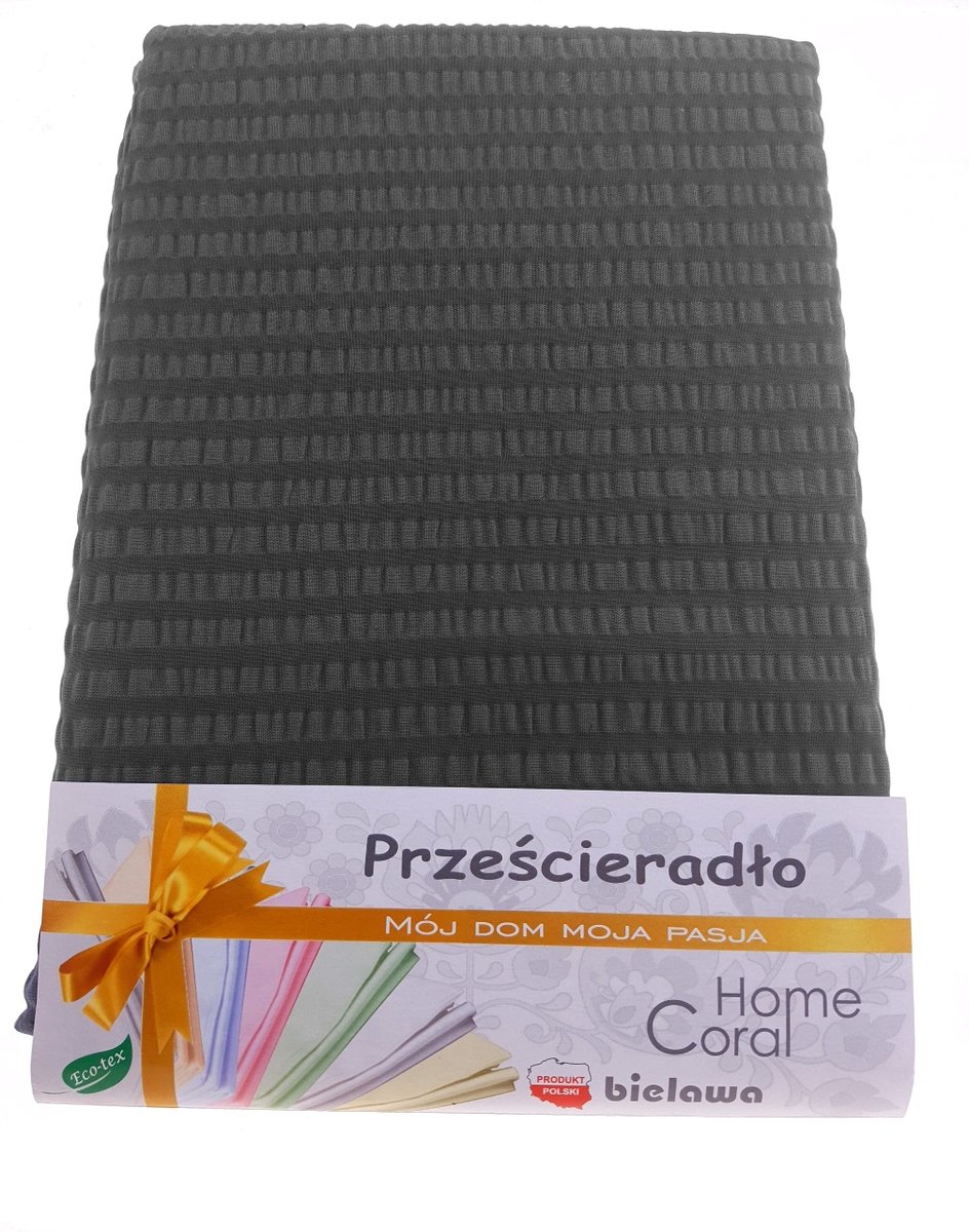 Prześcieradło Z Kory 160X200 Cm 100% Bawełna Grafitowe