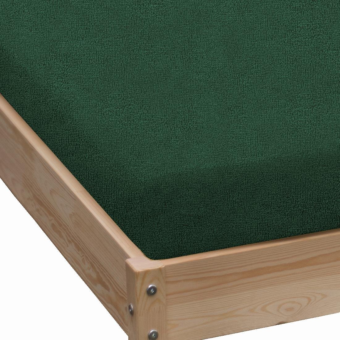Prześcieradło frotte z gumką 160x200 ciemnozielone GRUBE