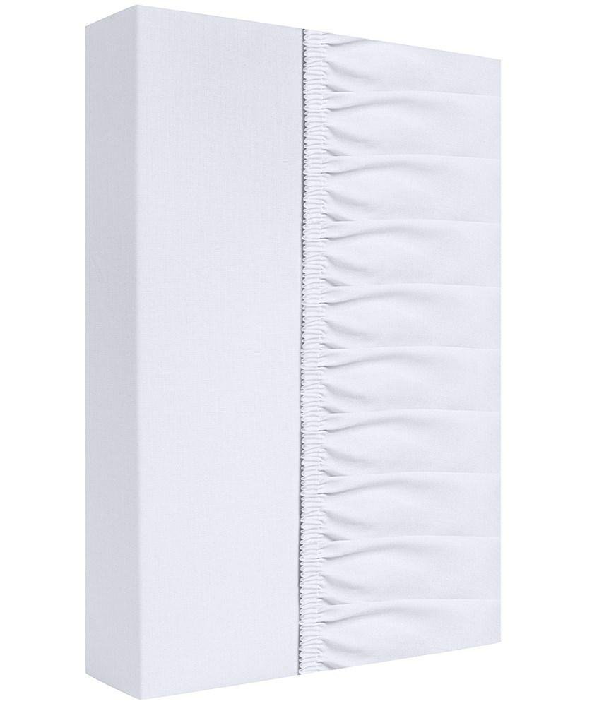Prześcieradło bawełniane z gumką 220x200 białe na materac o wysokości do 25 cm