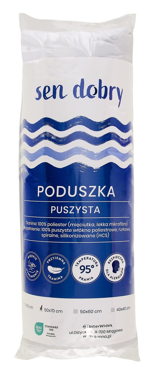 Poduszka antyalergiczna pikowana Sen Dobry 50x70 puszysta biała