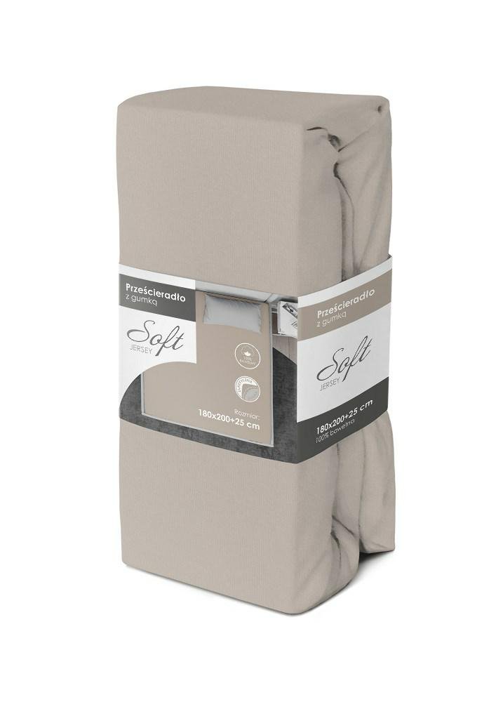 Prześcieradło jersey z gumką soft 180x200 szare na materac 25 cm