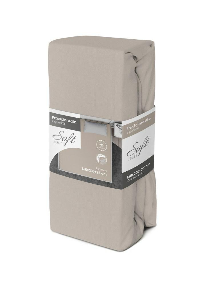 Prześcieradło jersey z gumką soft 160x200 szare na materac 25 cm