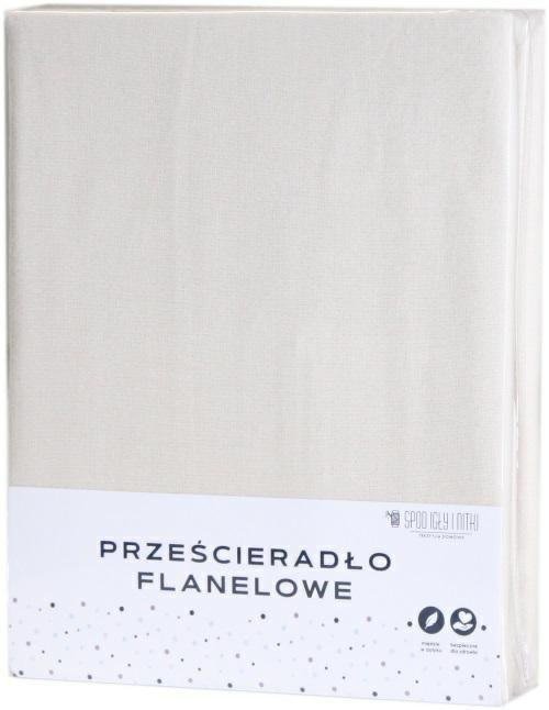 Prześcieradło flanelowe bez gumki 180x200 cm beżowe jasne Spod Igły i Nitki