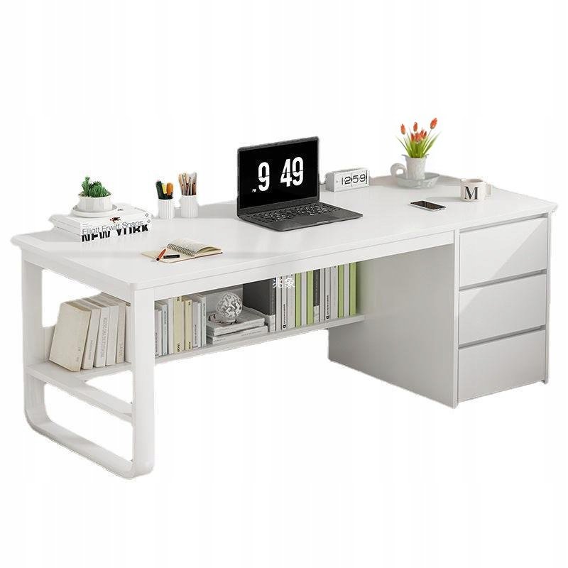 BIURKO KOMPUTEROWE BIAŁE LOFT POD LAPTOP KOMPUTER SKANDYNAWSKI Z 3 PÓŁKAMI SOLIDNE NOWOCZESNE