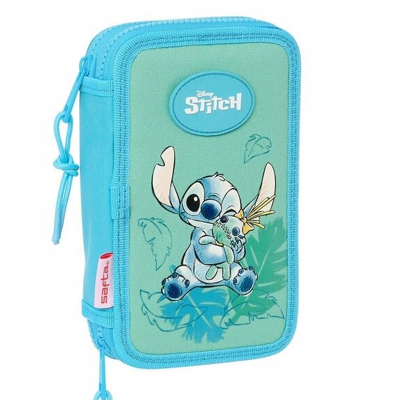 Piórnik z wyposażeniem dwukomorowy dla dzieci, SAFTA, Lilo i Stitch, zielony