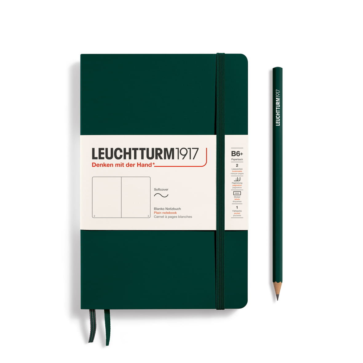 Notatnik Leuchtturm1917 Paperback B6+, Gładki, Forest Green