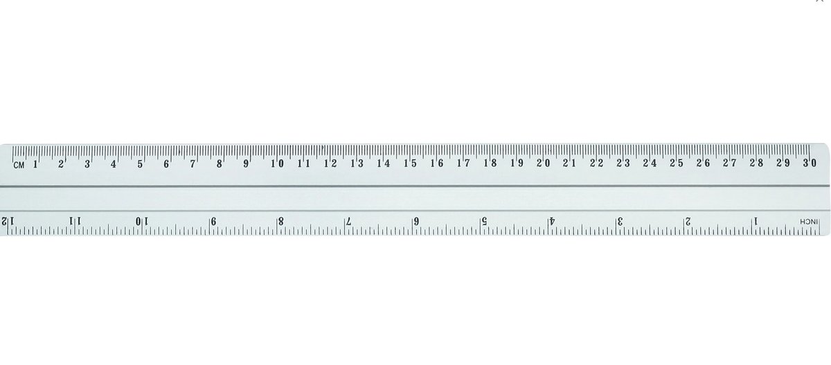 Linijka aluminiowa szkolna Grand 30 cm skala w centymetrach i calach
