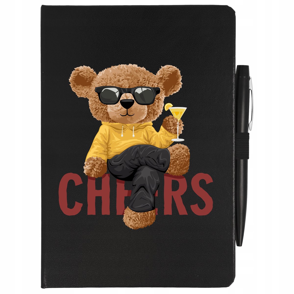 Notes Czarny A5 Linia+ Długopis Teddy Cheers Wzory