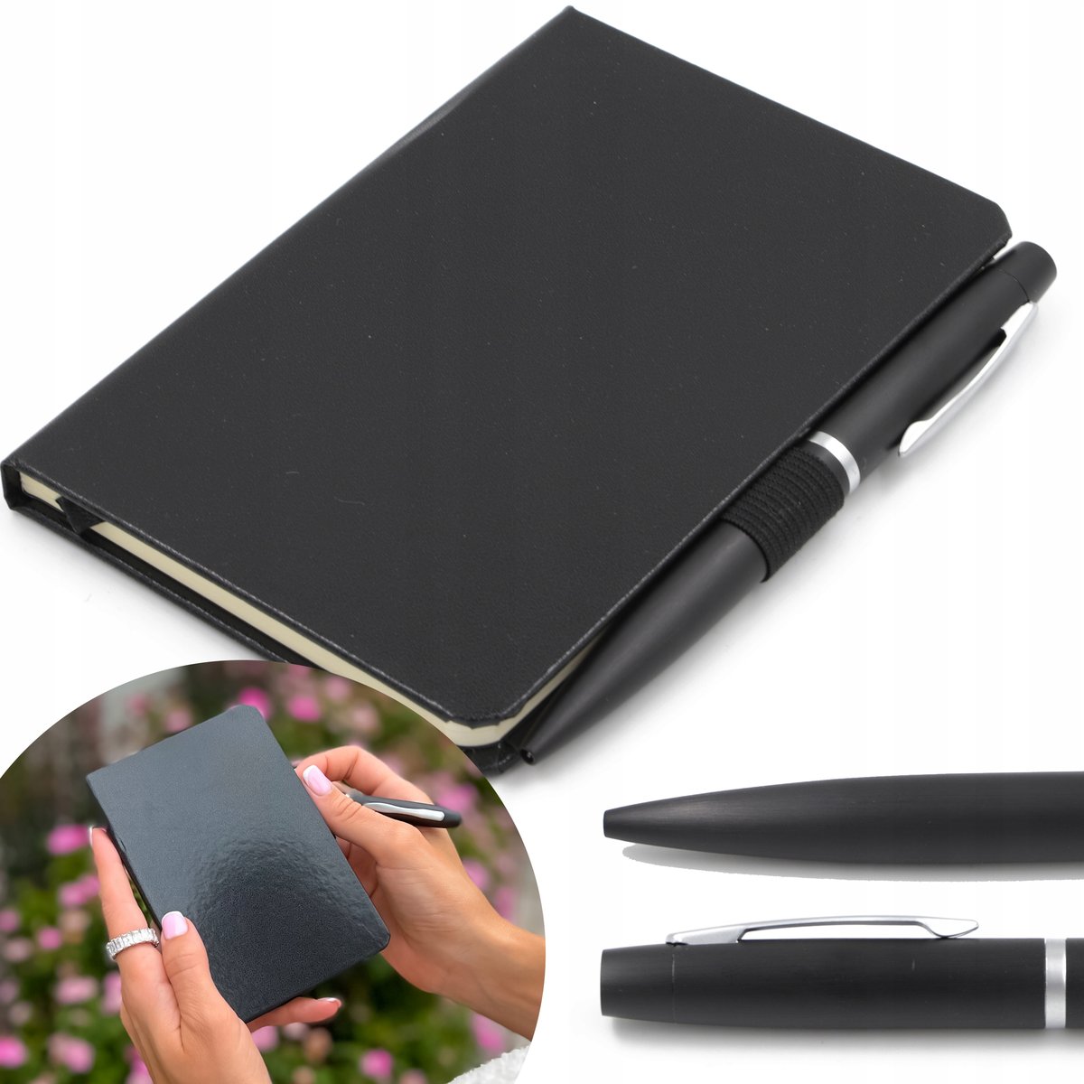 Notes A6 Czarny +Długopis Zestaw Planer W Linie