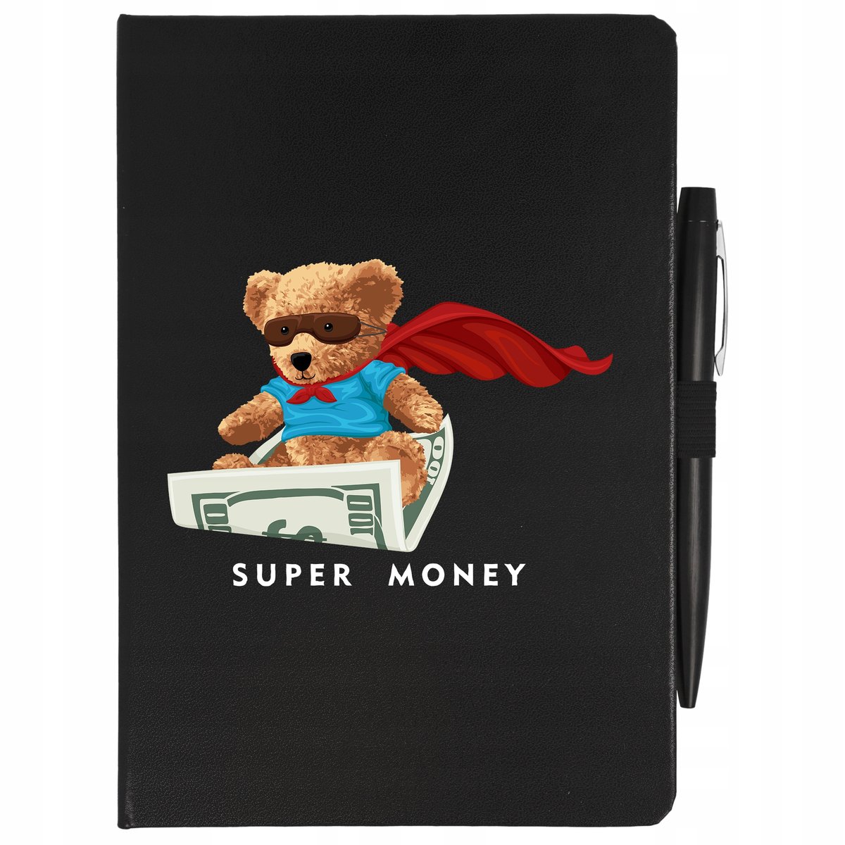 Notes Czarny A5 Linia+ Długopis Super Money Wzory