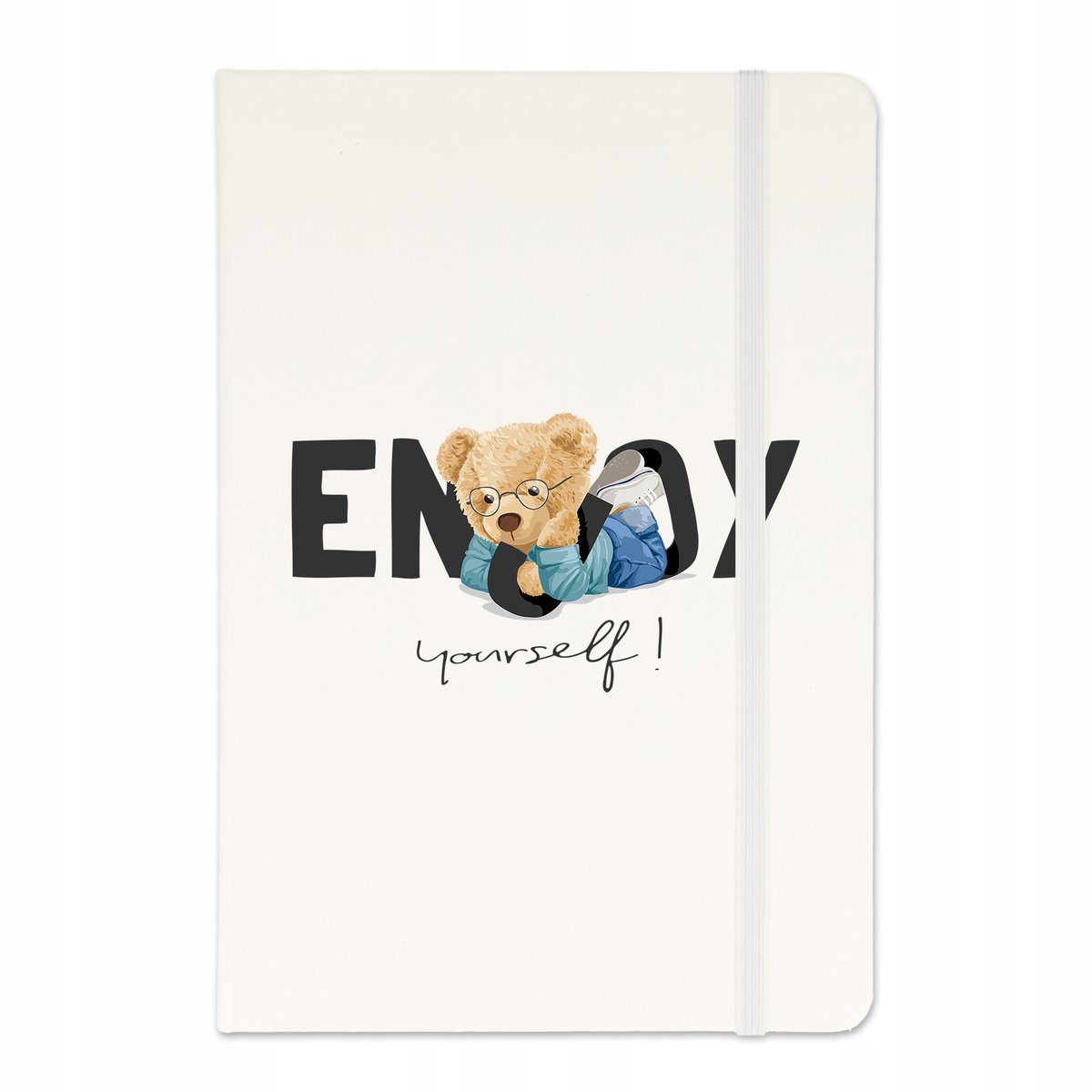 NOTES BIAŁY A5 W LINIE Gumka Notatnik ENJOY Wzory