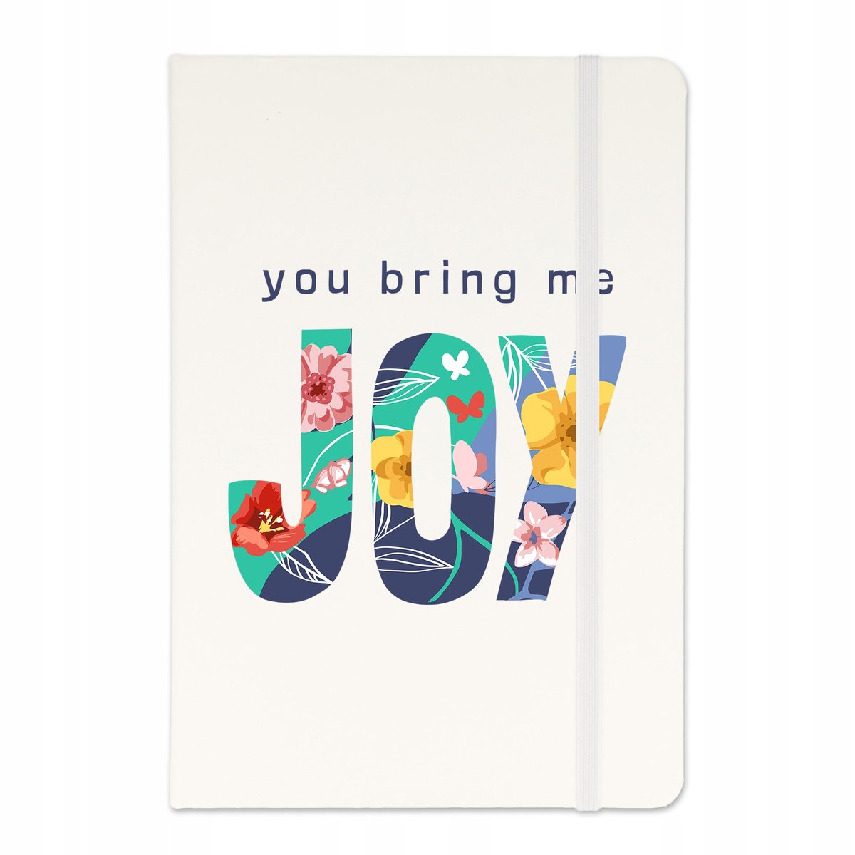 NOTES BIAŁY A5 W LINIE z Gumką BRING ME JOY Wzory