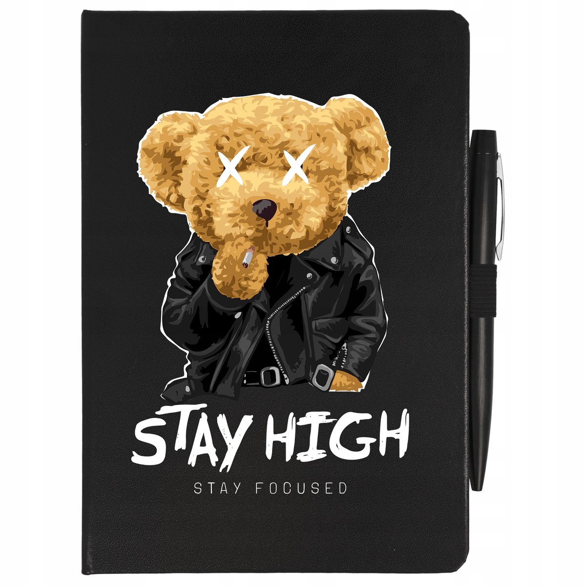 Notes Czarny A5 Linia+ Długopis Stay High Wzory