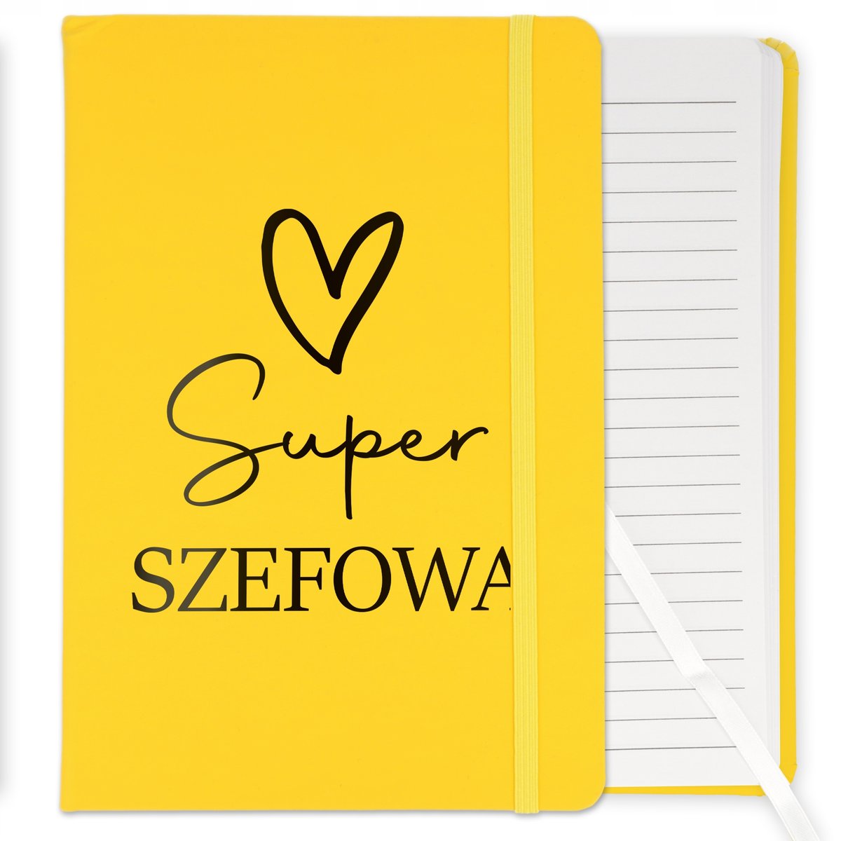Notes Żółty Z Gumką A5 Linie Na Prezent Dla Super Szefowej Serce Prezent