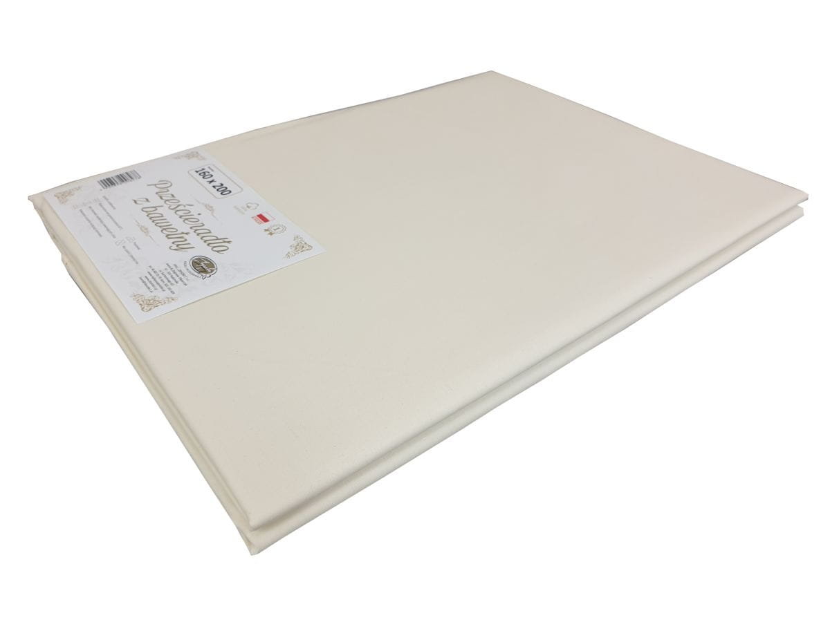 Prześcieradło bawełniane bez gumki 160x200 ecru
