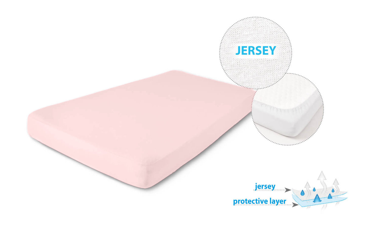 Pudrowe Prześcieradło Nieprzemakalne Jersey Z Gumką 140x200