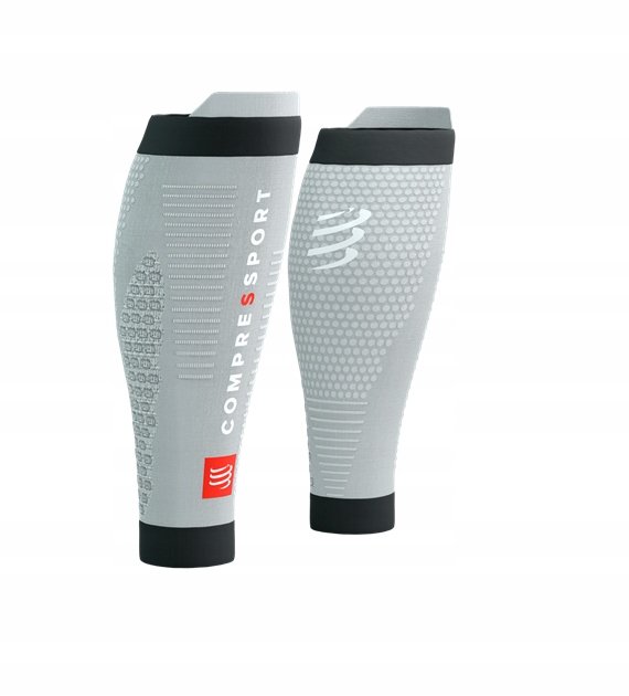Opaski Kompresyjne Compressport R2 3.0 Calf Sleeves Grey Melange/Black T1