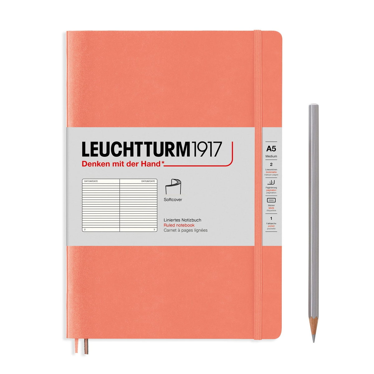 Notatnik Leuchtturm1917 Medium A5, miękka oprawa, linie, bellini
