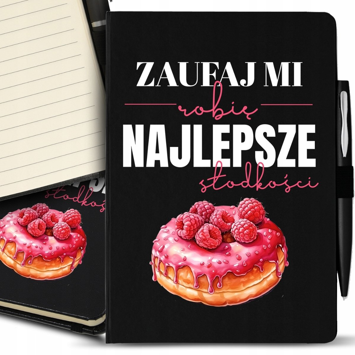 NOTES NOTATNIK A5 + DŁUGOPIS NA PREZENT CUKIERNIK NAJLEPSZE SŁODKOŚCI Wzory