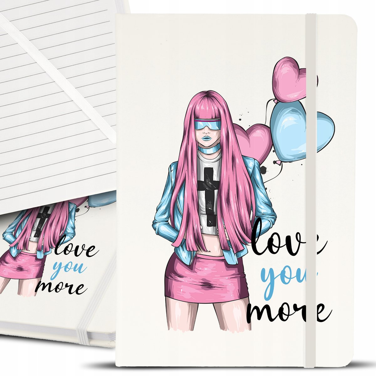 Notes Notatnik Bujo A5 Biały LOVE YOU MORE Wzory