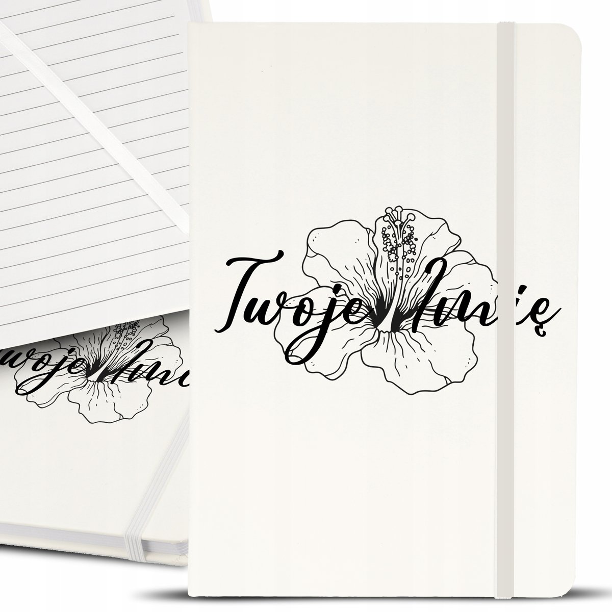 Personalizowany Notes Notatnik Bujo A5 Biały KWIAT