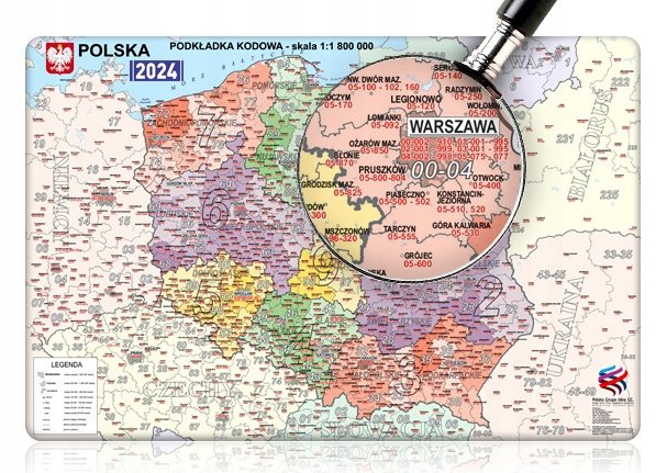 Podkładka Z Polską Mapa Kodowa Wzmocniona 4W 2024