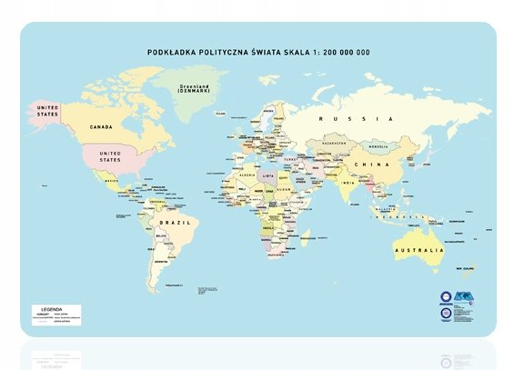Podkładka Na Biurko Pod Mysz Mapa Polityczna Świata 2024