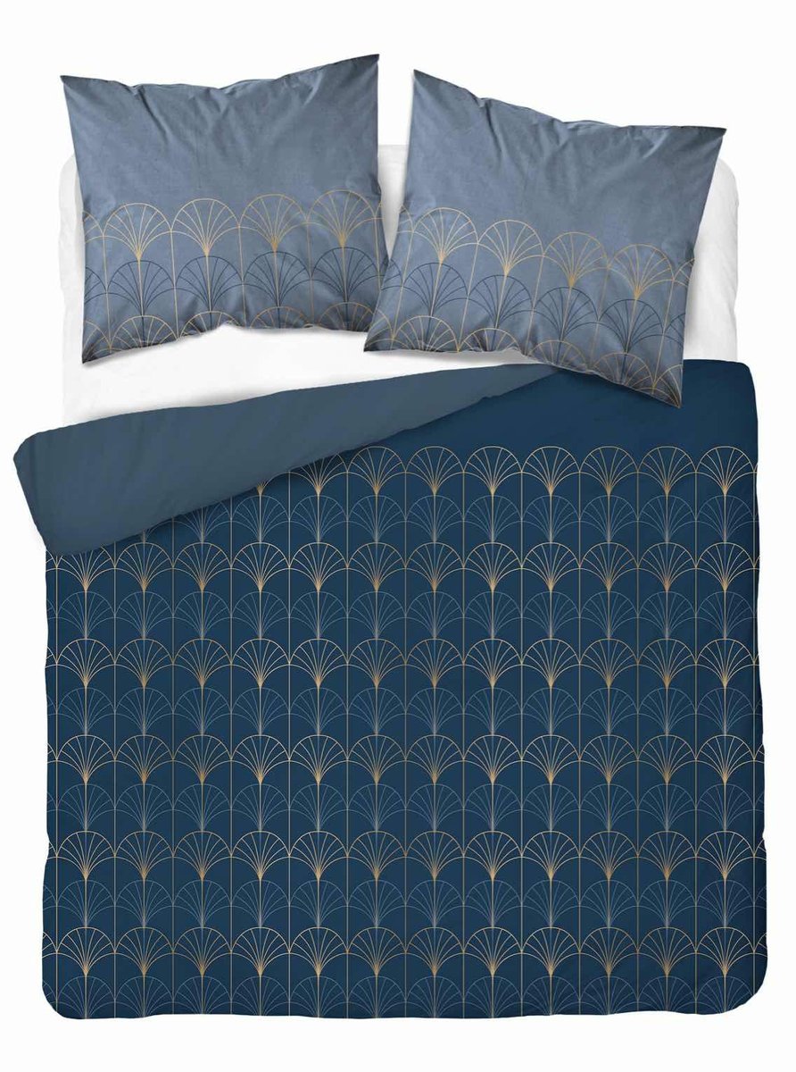 Pościel satynowa 180x200 granatowa złota ornament 4822 A Home Satin 11
