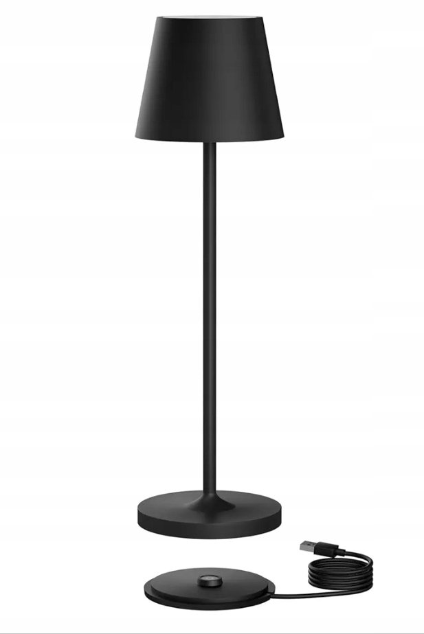 NOWOCZESNA LAMPA LED LAMPKA STOŁOWA NOCNA BIURKOWA USB BEZPRZEWODOWA czarna