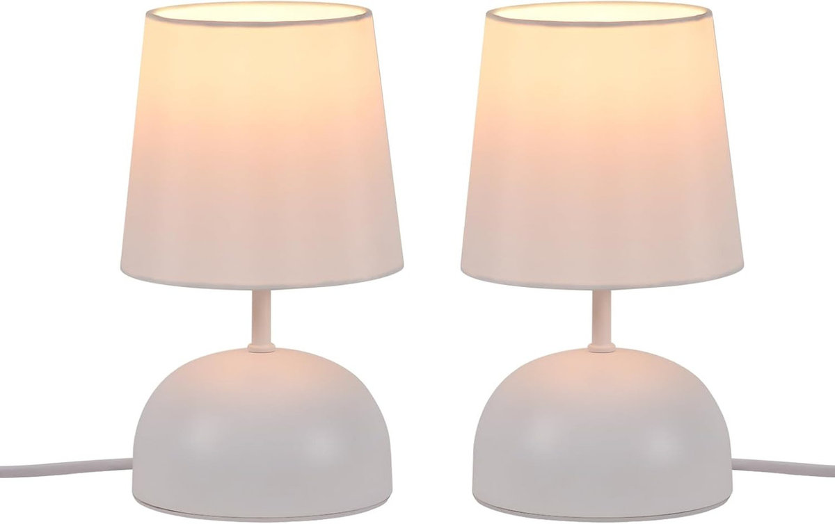 NETTLIFE Lampka nocna z kablem Biała lampa stołowa z tkaniny Nowoczesna lampka nocna do sypialni z kablem Bez żarówki