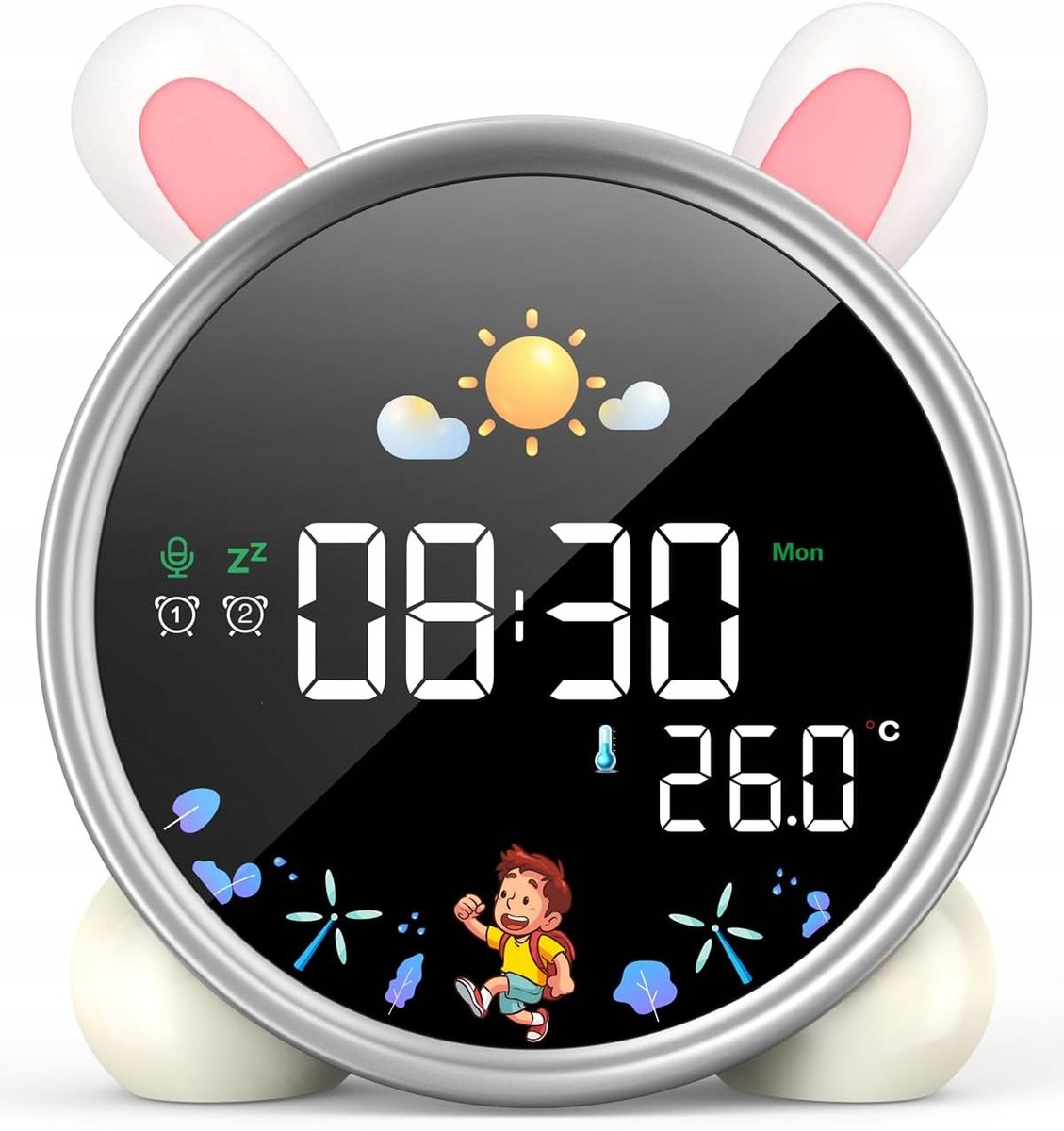 Zegar budzik lampka lampa nocna LED dla dzieci dziecka timer drzemka Królik