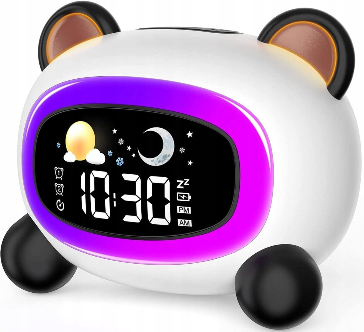 Zegar budzik lampka lampa nocna LED dla dzieci dziecka akumulator Panda